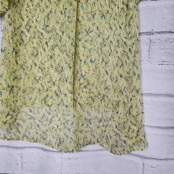 Nic + Zoe Printed Split V-Neck Hi-Low Hem Tunic Top Yellow Small - Picture 8 of 14